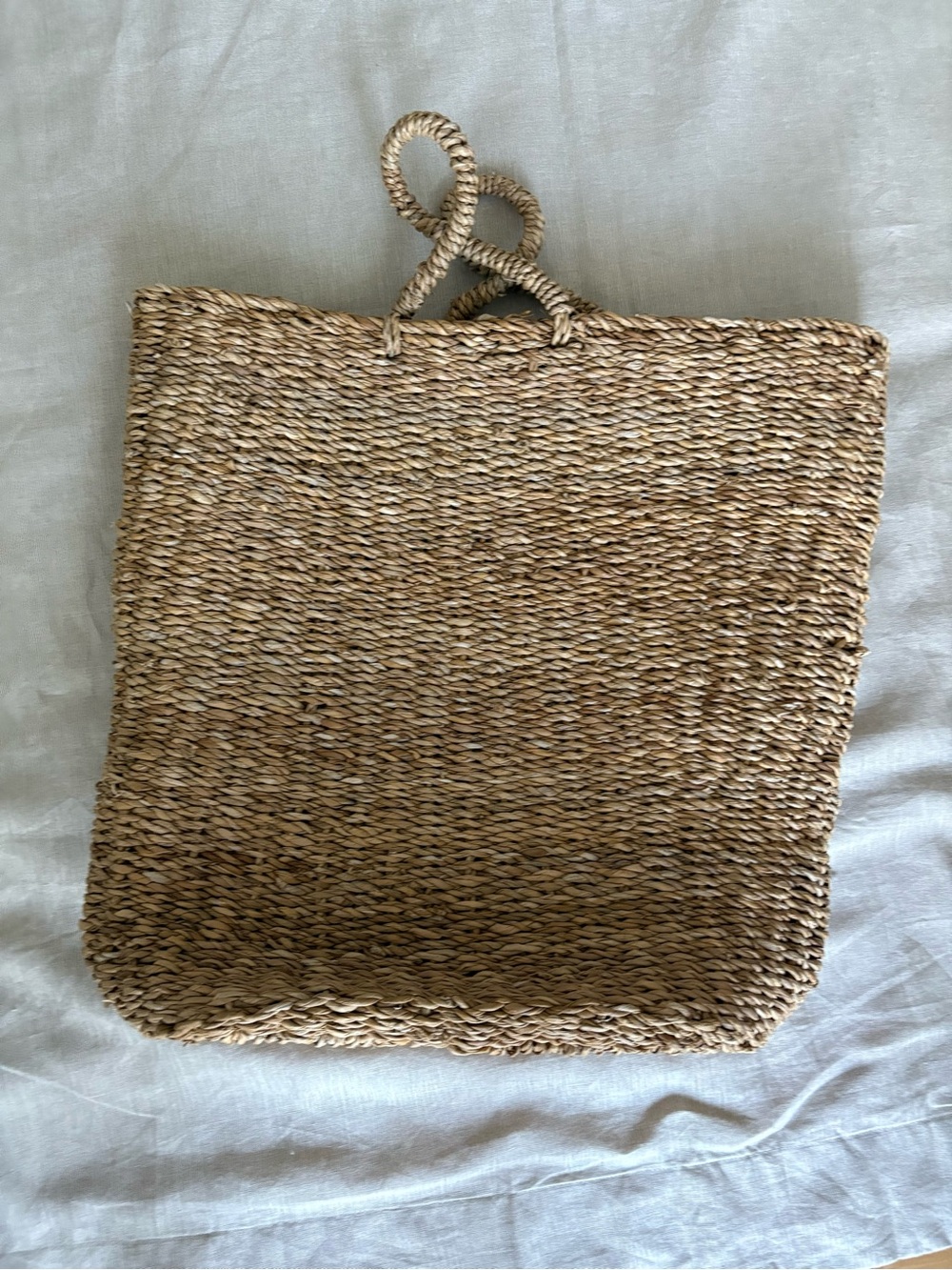 H&M Woven Seagrass Laundry Bag in Natural